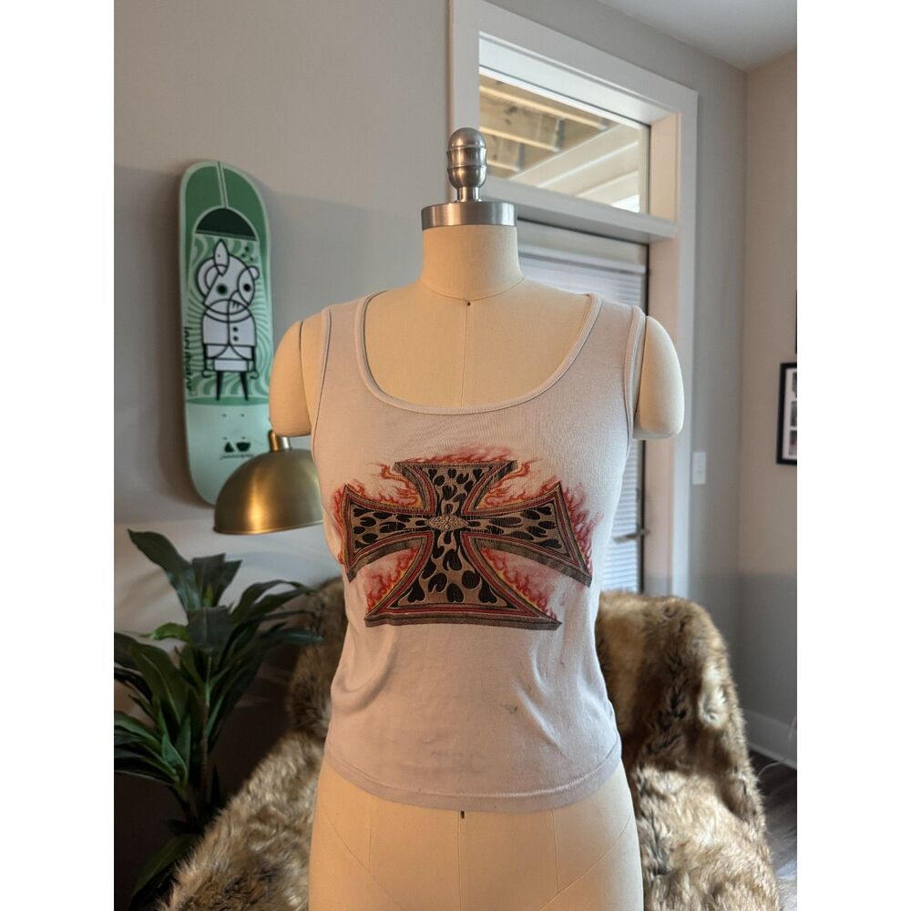 White Cross Graphic Tank Top